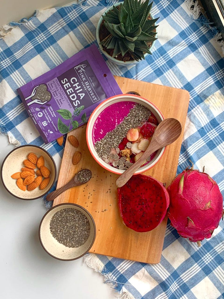 Stay cool with this protein packed Pitaya Chia Smoothie Bowl!