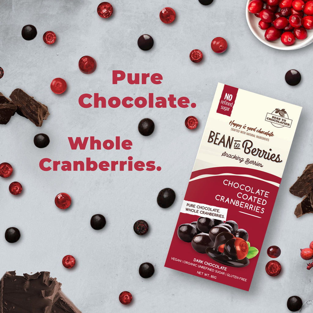 Chocolate Coated Blueberries, Cranberries, Dark Chocolate Almond Crunch, Quinoa Crackle with Sea salt, No Refined Sugar, No artificial flavours, vegan, gluten free, healthy snacking