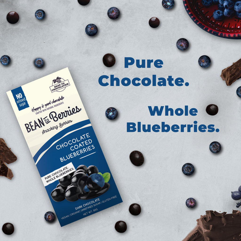 Chocolate Coated Blueberries, Vegan, Gluten free, No refined Sugar, Healthy Snack, Berries, Pure